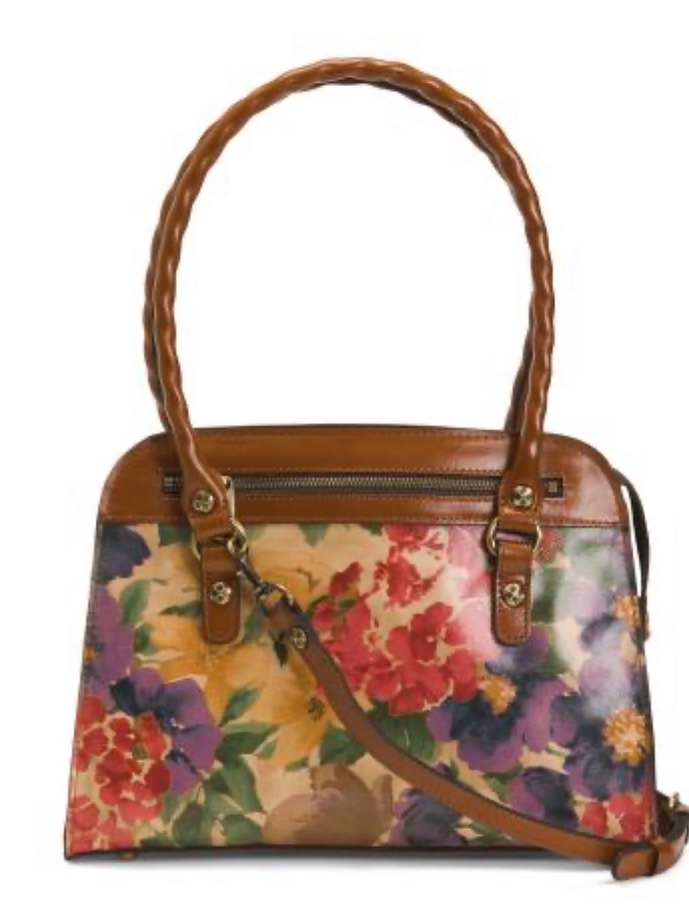 Patricia Nash Floral italian Leather Satchel purse